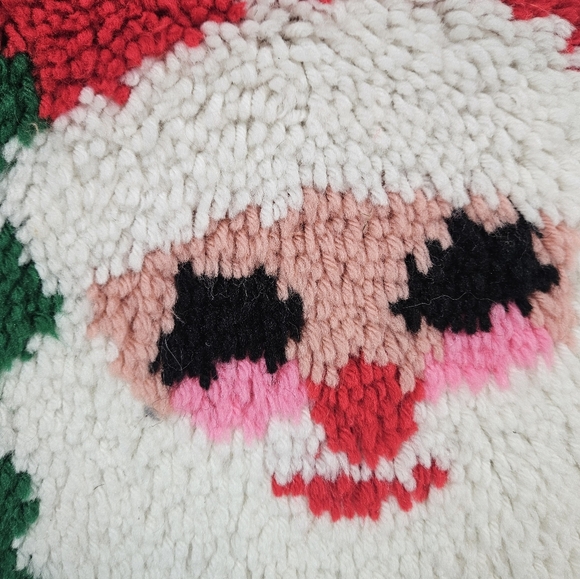 Vintage 70s Santa Claus Handmade Latch Hook Throw Pillow Accent Pillow 14x15 - Picture 2 of 5